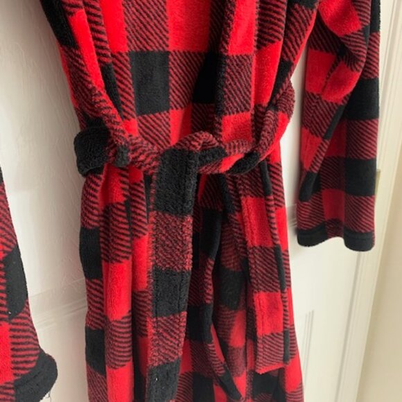 Joe Boxer Boys' Buffalo Check Plaid Fleece Bathrobe size 14-16 - Picture 3 of 7